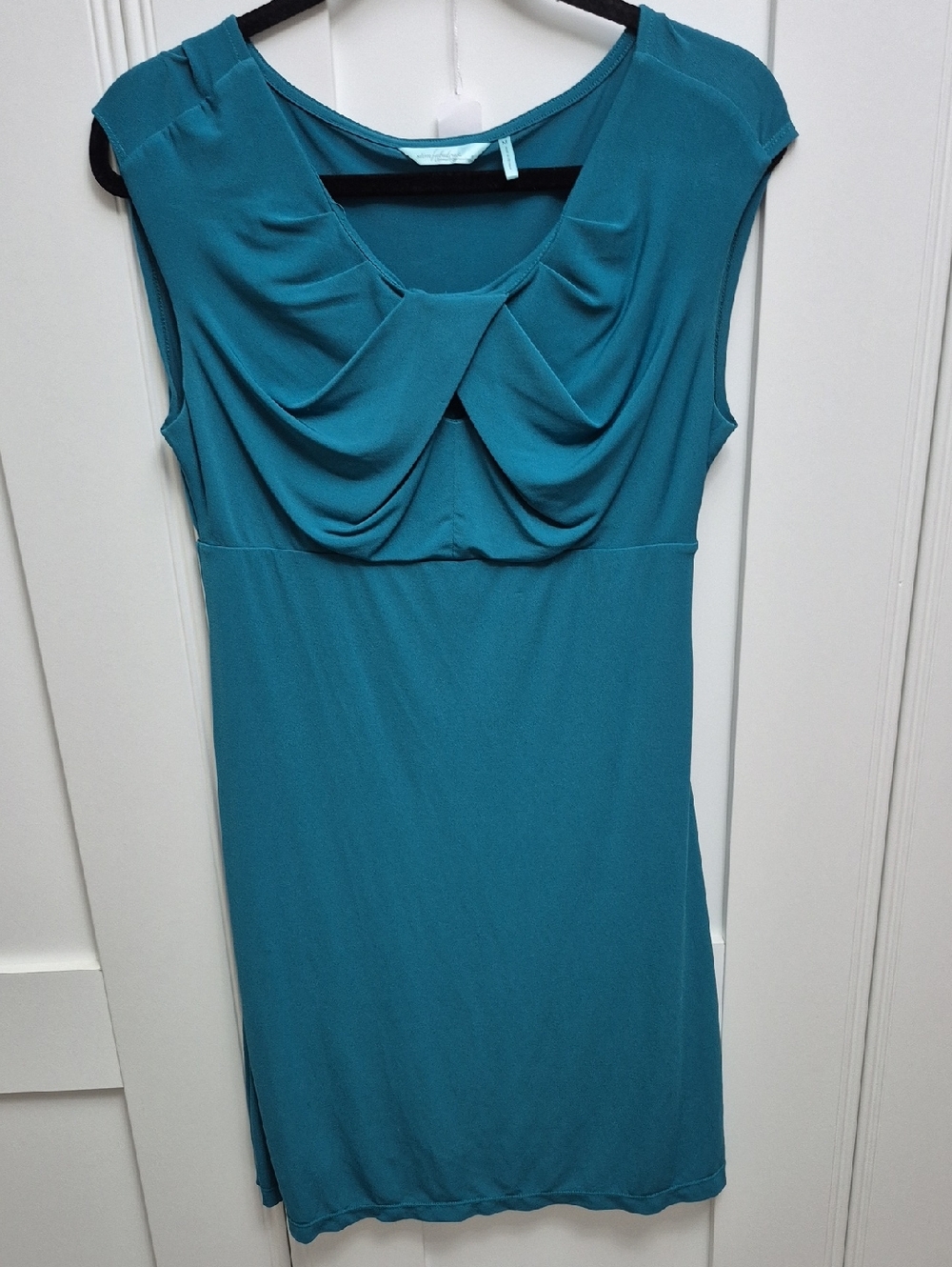 Teal Sleeveless Draped Front Women’s Dress